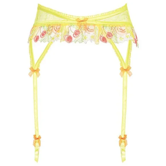 VS 2 Piece Set For Love & Lemons Thong & Garter Belt Multi Fruit Yellow NWT - Picture 16 of 16